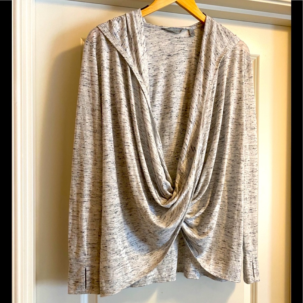 •ATHLETA Cross Front Heathered Grey Hoodie